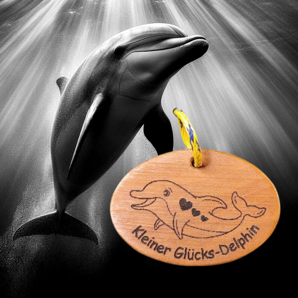 Schlüsselanhänger Glücks-Delphin mit Herzchen
