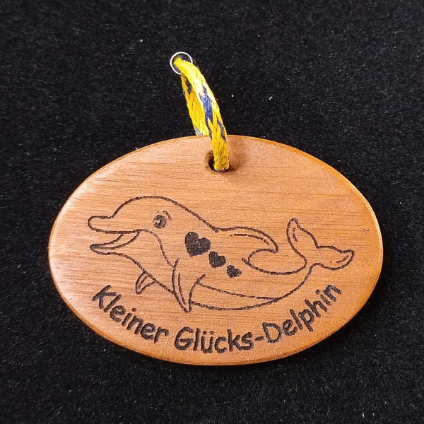 Preview: Schlüsselanhänger Glücks-Delphin mit Herzchen