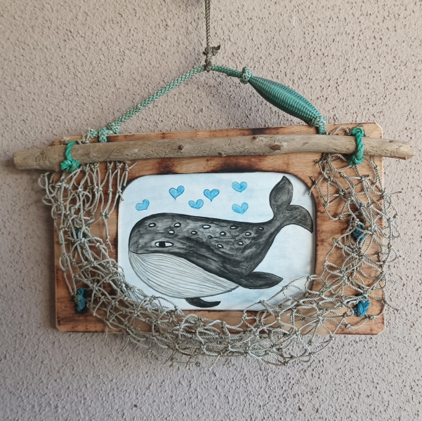 Holzbild Grauwal mit Seepocken