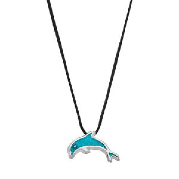 Halskette mit Delfin-Anhänger in Silber-Türkis
