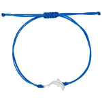 Blaues Armband mit einem silbernen Delfin