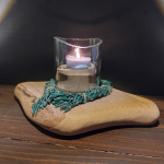 Standteelicht mit hellem Eichenholz und Geisternetzen Exempl. 17