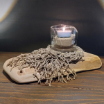 Standteelicht mit hellem Eichenholz und Geisternetzen Exempl. 18